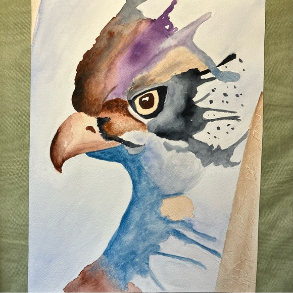 Watercolor Semi Abstract Bird Animal Wall Art, Eagle Painting in Art Kit, 11x14" - Picture 3 of 5
